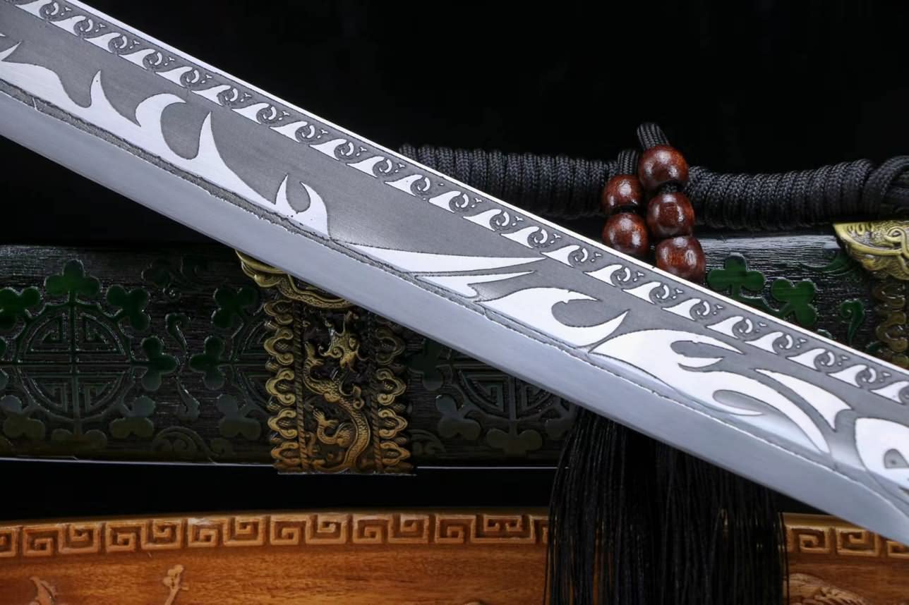 Chinese swrod,KANGXI dao,Broadsword(Forged High Carbon Steel Blade,Solid Wood Carving Scabbard) Battle Ready