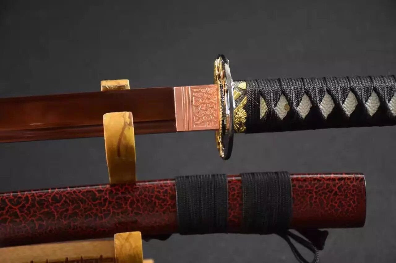 Samurai sword/Katana uchigatana/High manganese steel red blade/Wood scabbard/Full tang/Length 39"