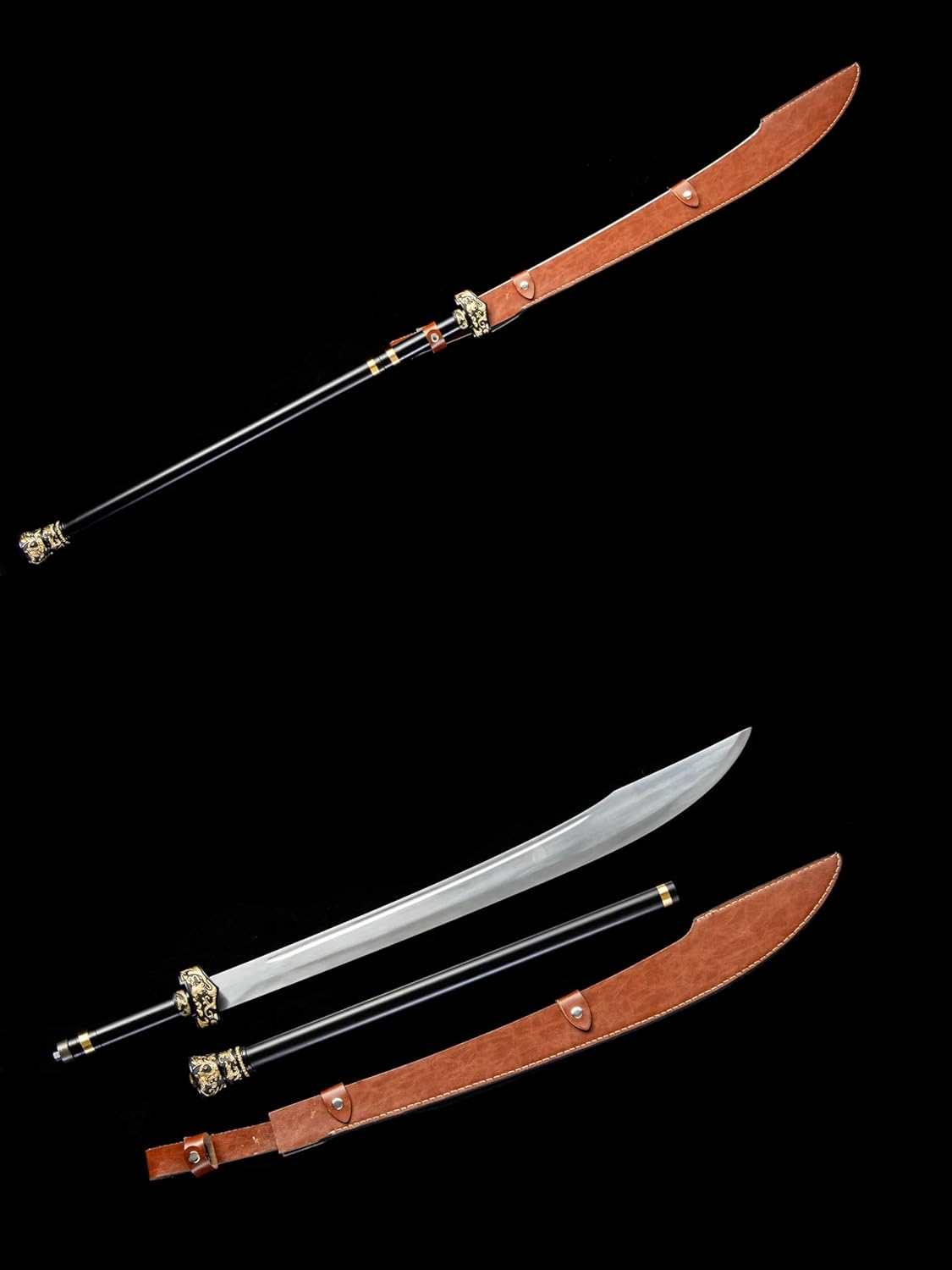 Guan Dao -Forged High Carbon Steel Blade with PU Leather Scabbard, Full Tang, 57"