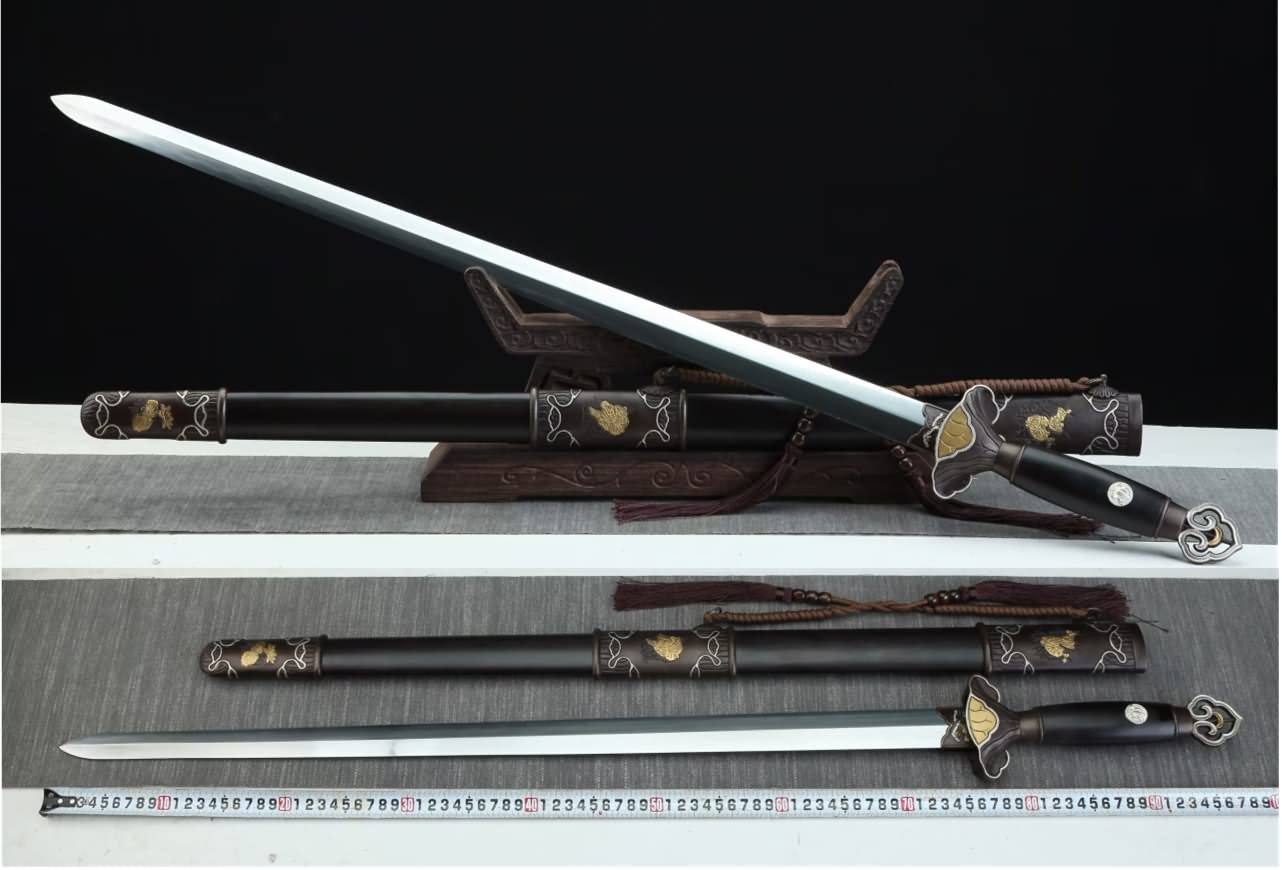 Song jian Swords Forged Damascus Steel Blades,Ebony Scabbard,Brass Fittings