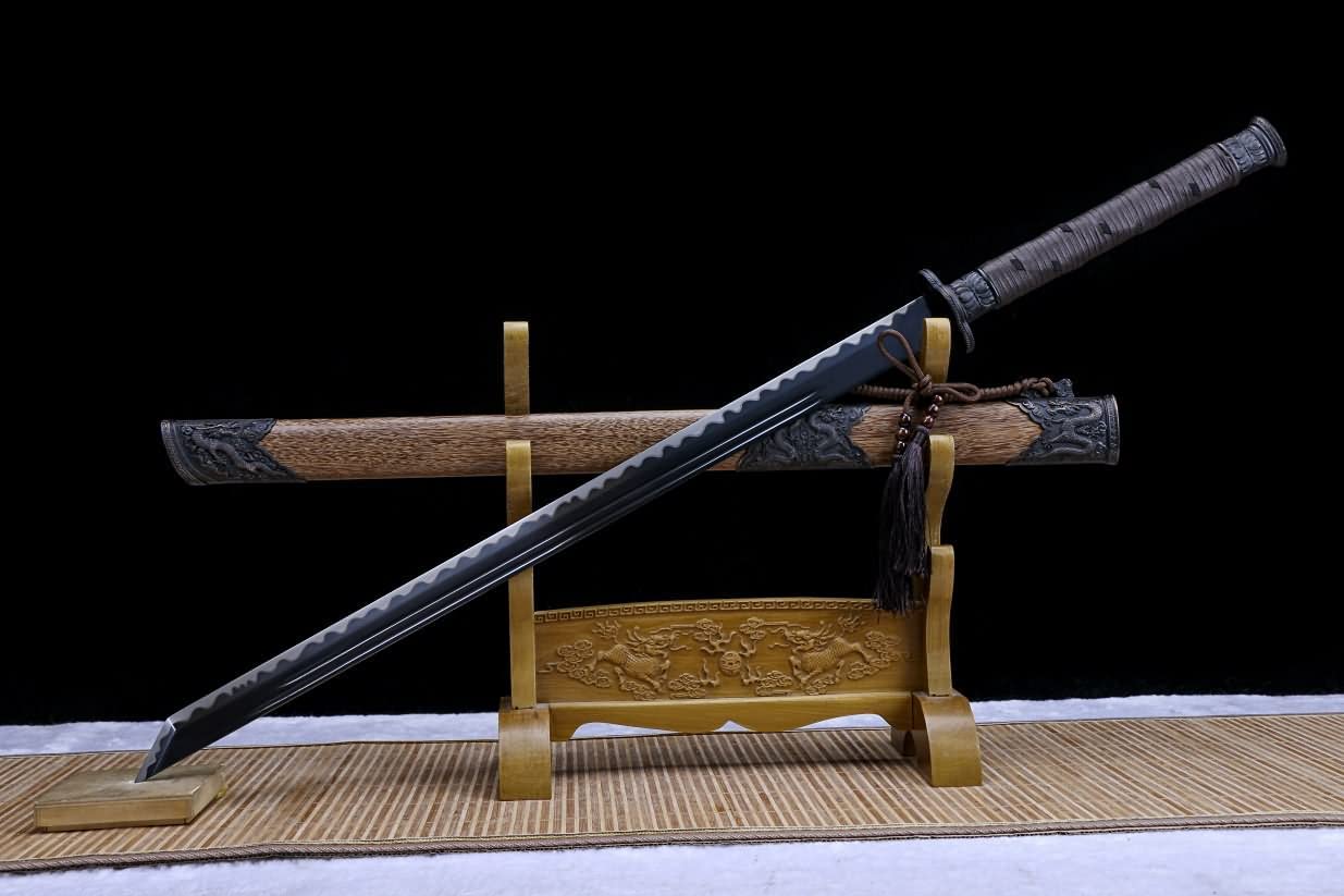 Black Gold Dao,Forged High Carbon Steel Blade,Rosewood Scabbard