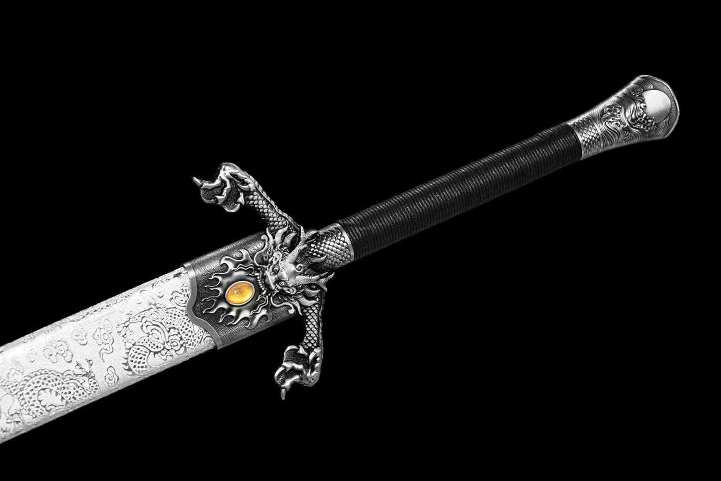 Flying Dragon Battle Sword – Hand Forged Spring Steel Blade, Double-Edged