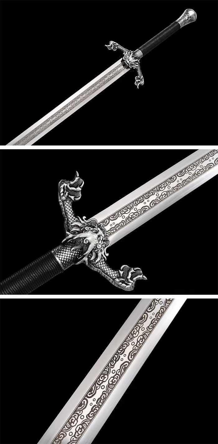 Flying Dragon Battle Sword – Hand Forged Spring Steel Blade, Double-Edged