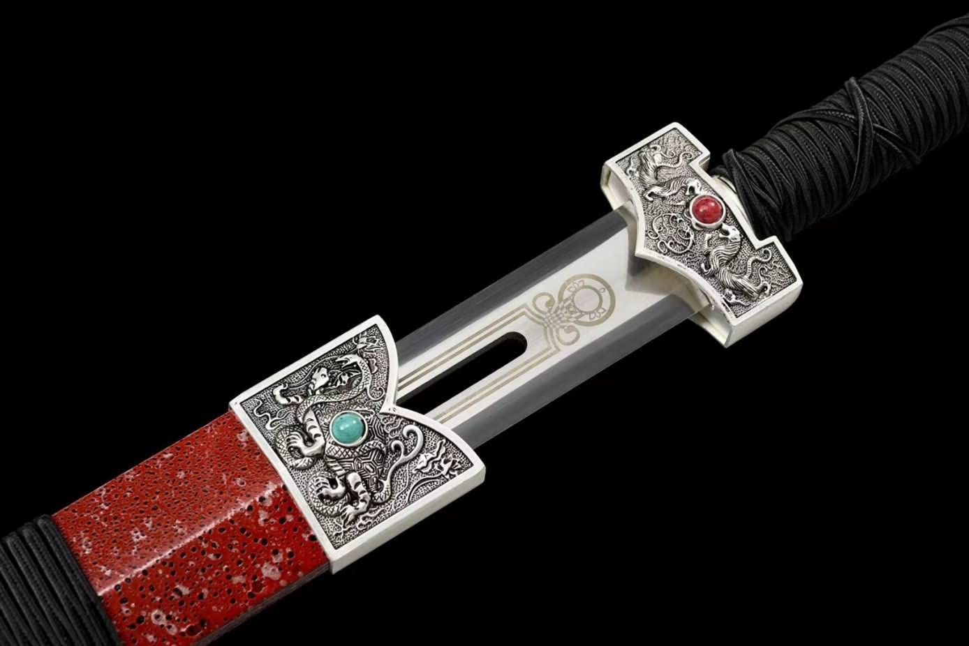 Han jian,High Carbon Steel Hollow Blade,Solid Wood Scabbard,Alloy Scabbard