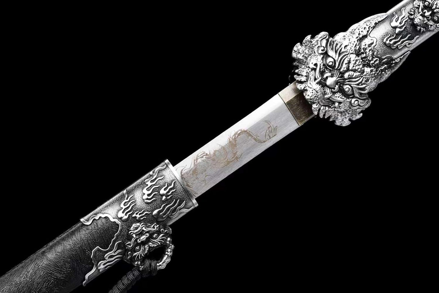 Dragon King Dao-Forged High Carbon Steel Blade,Dragon-Engraved Alloy Handle