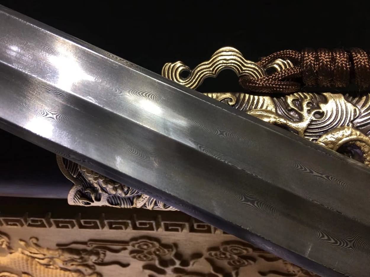 Dragon King Sword Real,Forged Damascus Steel Blades,Brass Fittings