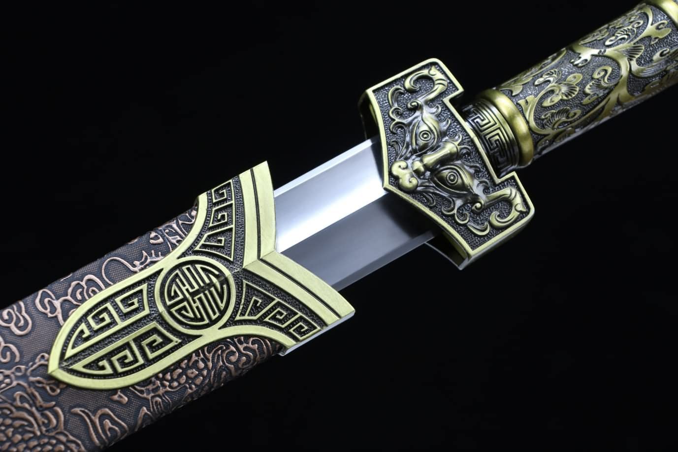 Han jian,Tai chi,High Carbon Steel Blade,Faux Leather Scabbard