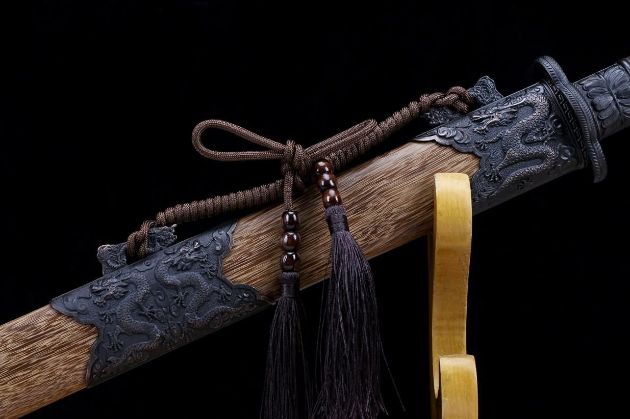 Black Gold Dao,Forged High Carbon Steel Blade,Rosewood Scabbard