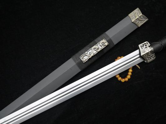 Han jian/Medium carbon steel blade/Solid matte black paint Scabbard/Zinc-alloy