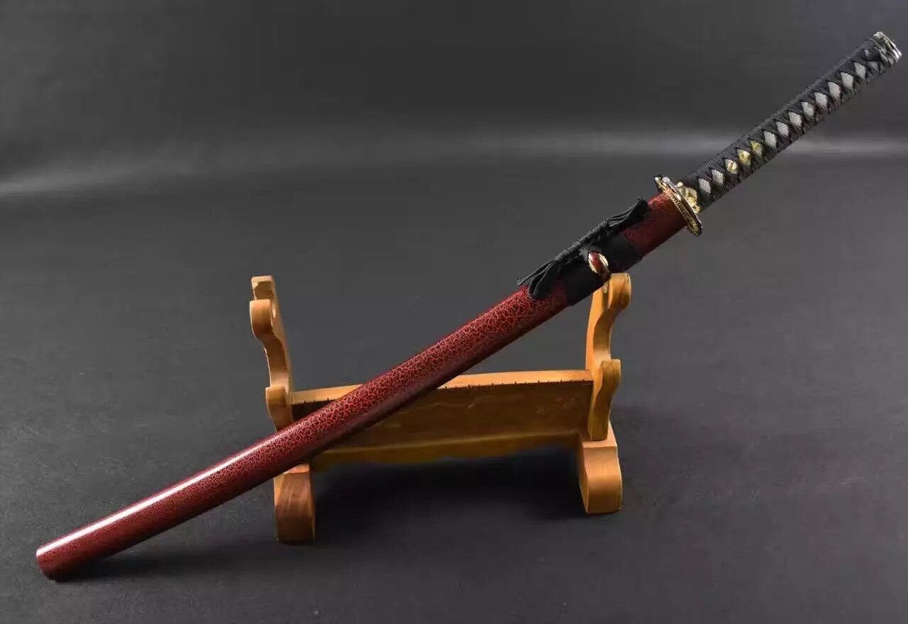 Samurai sword/Katana uchigatana/High manganese steel red blade/Wood scabbard/Full tang/Length 39"