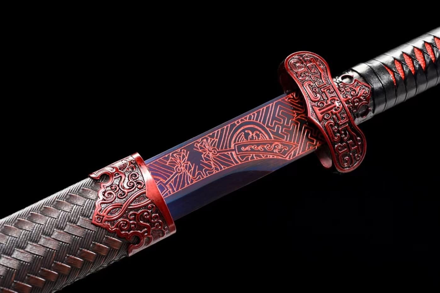 Black Gold Broadsword,High Carbon Steel Etched Blades,Alloy Fittings