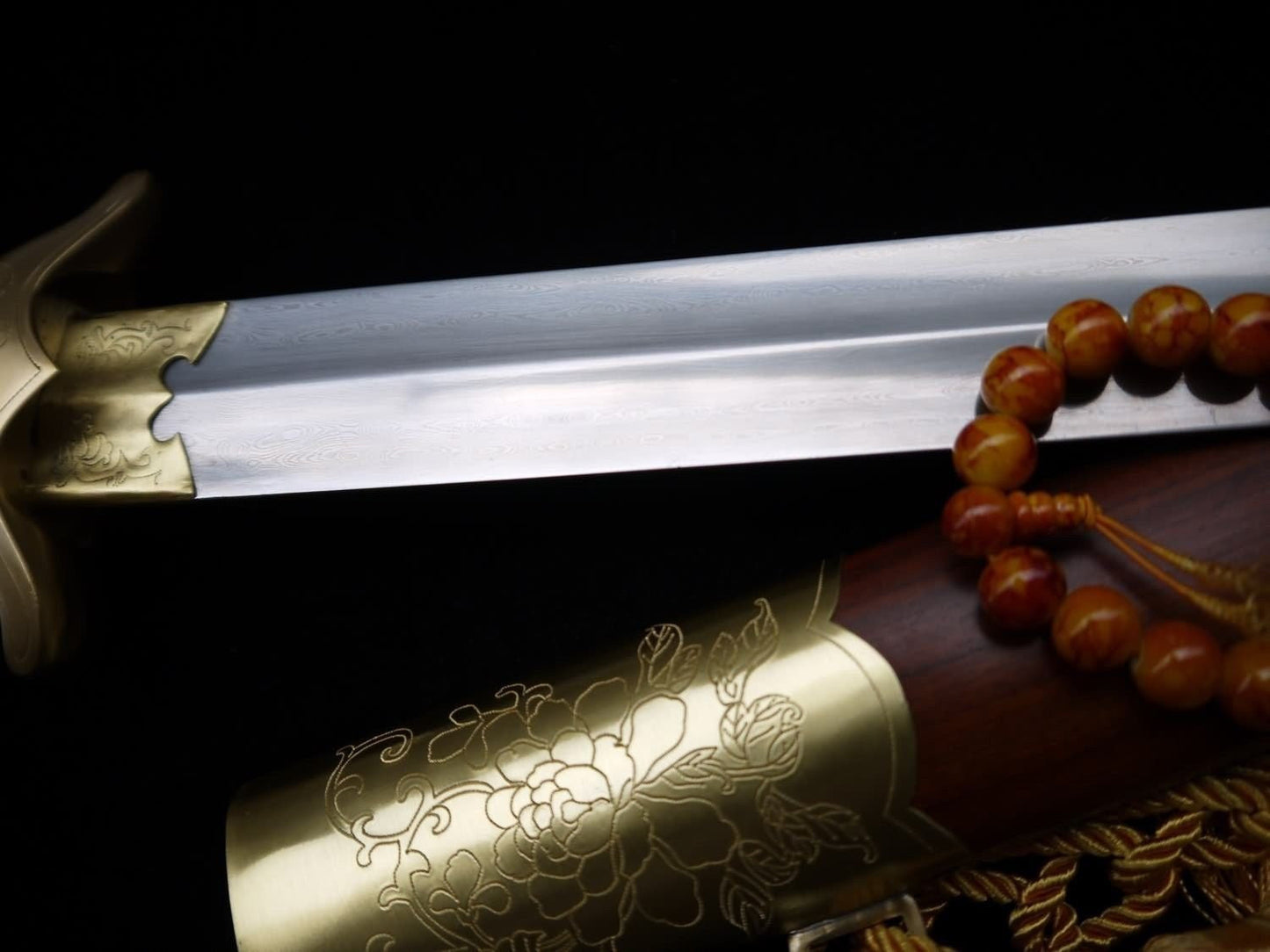 Tai Chi sword/Pattern steel blade/Rosewood scabbard/Copper hand-carved pattern