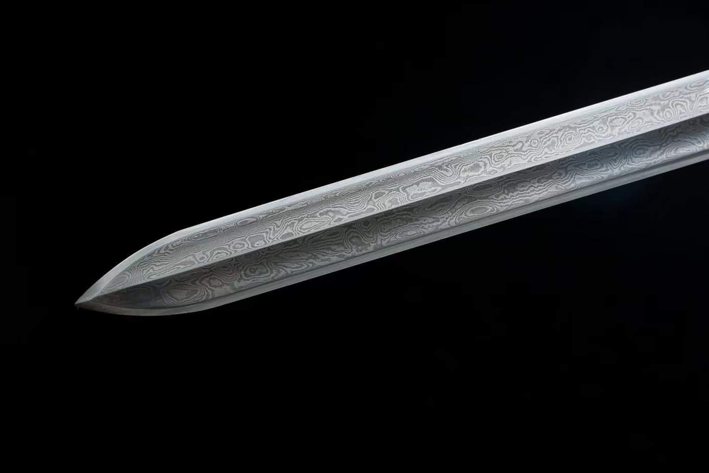 Tang jian Swords Real Damascus Steel Blade,Alloy Fittings,Silver Appearance