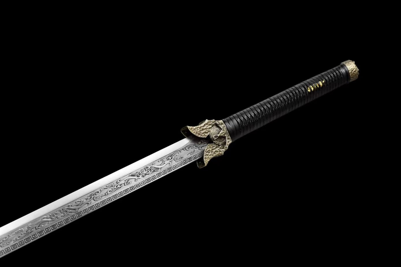 Black Gold Ancient Sabre Swords Real Forged high Carbon Steel Etch Blade