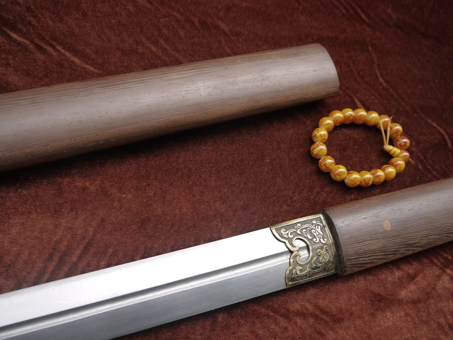 Simple sword/Damascus steel blade/Rosewood scabbard/Full tang