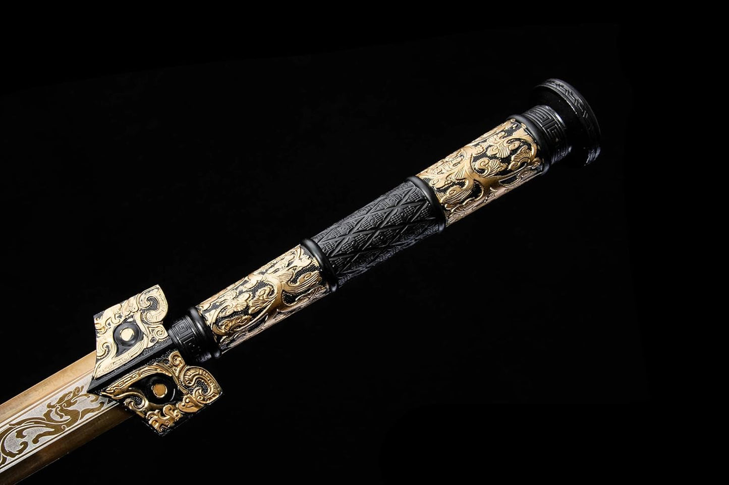 Gold-Etched Han Jian Sword – Hand-Forged High-Carbon Steel