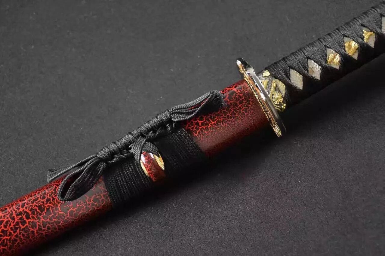 Samurai sword/Katana uchigatana/High manganese steel red blade/Wood scabbard/Full tang/Length 39"