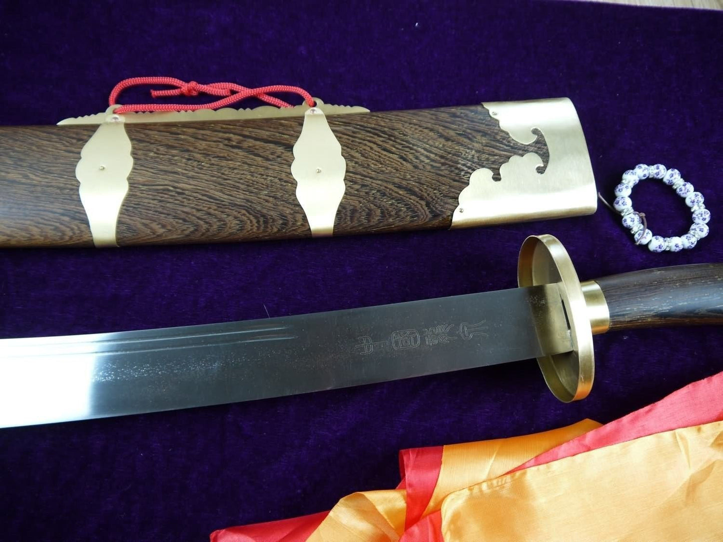 Single broadsword/Medium carbon steel/Rosewood/Coppe/Kung fu