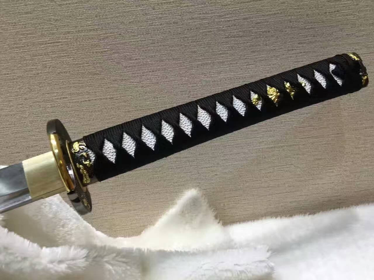 Samurai sword,katana(Medium carbon steel,Alloy fitted,Black paint scabbard)Full tang,Length 39"