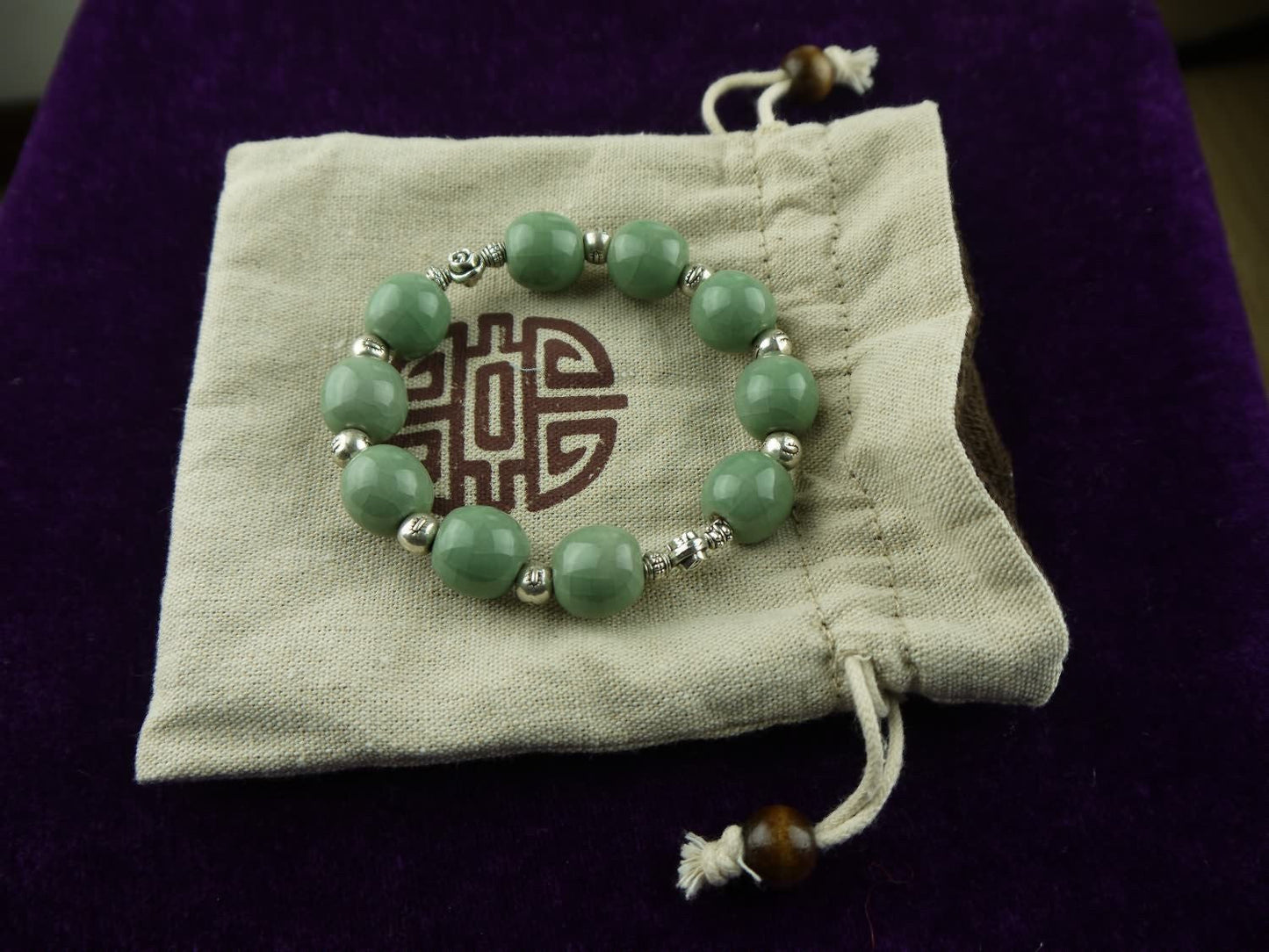 Longquan celadon Ge Kiln/Celadon bracelet/Swarovski no.1122