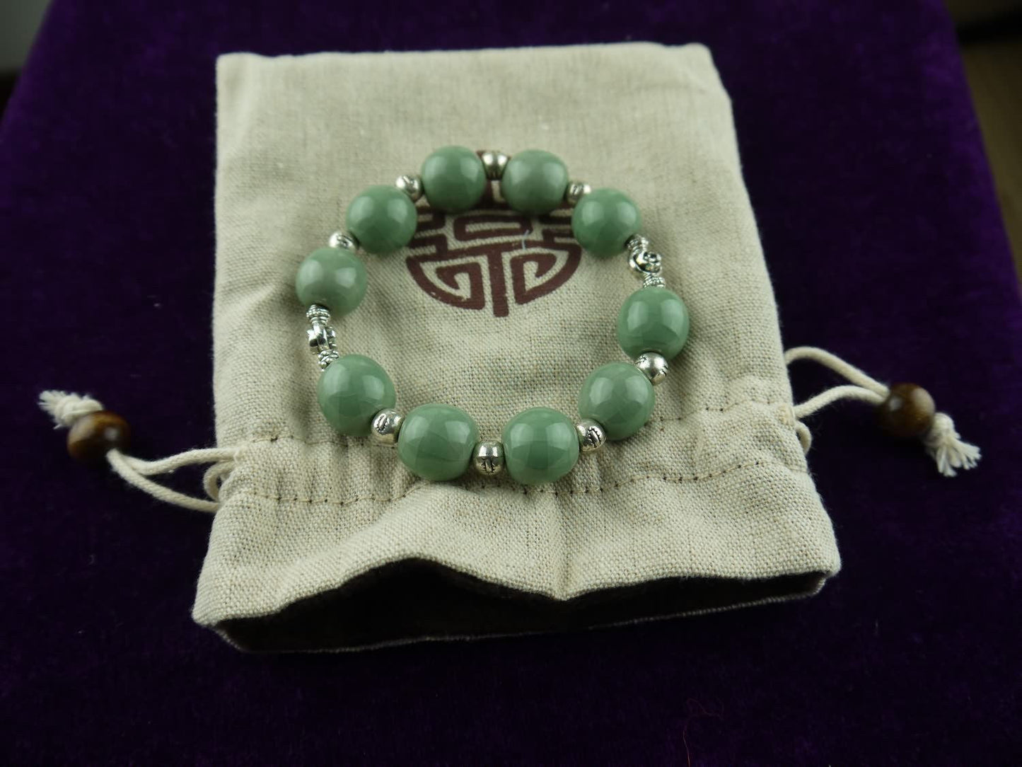 Longquan celadon Ge Kiln/Celadon bracelet/Swarovski no.1122