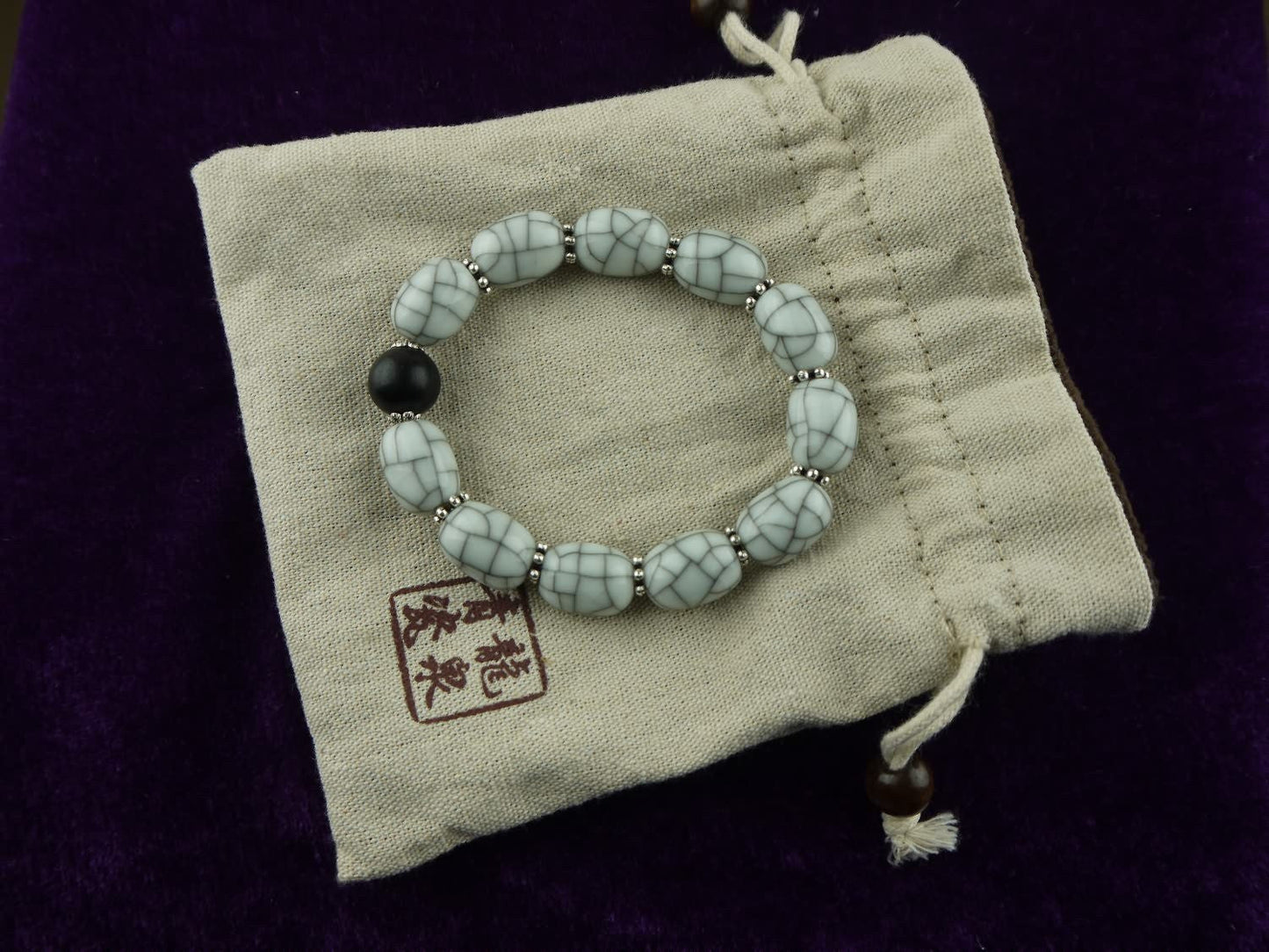 Longquan celadon Ge Kiln/Celadon bracelet/Swarovski no.1124