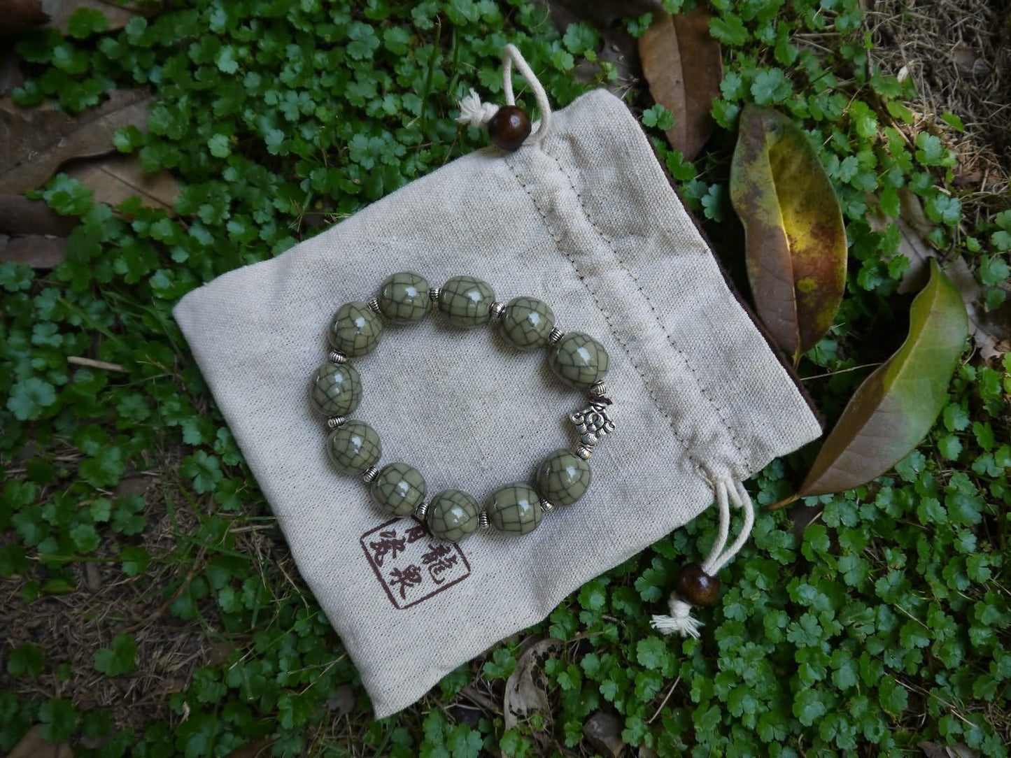 Longquan celadon Ge kiln/Celadon bracelet/Chain/Swarovski no.624