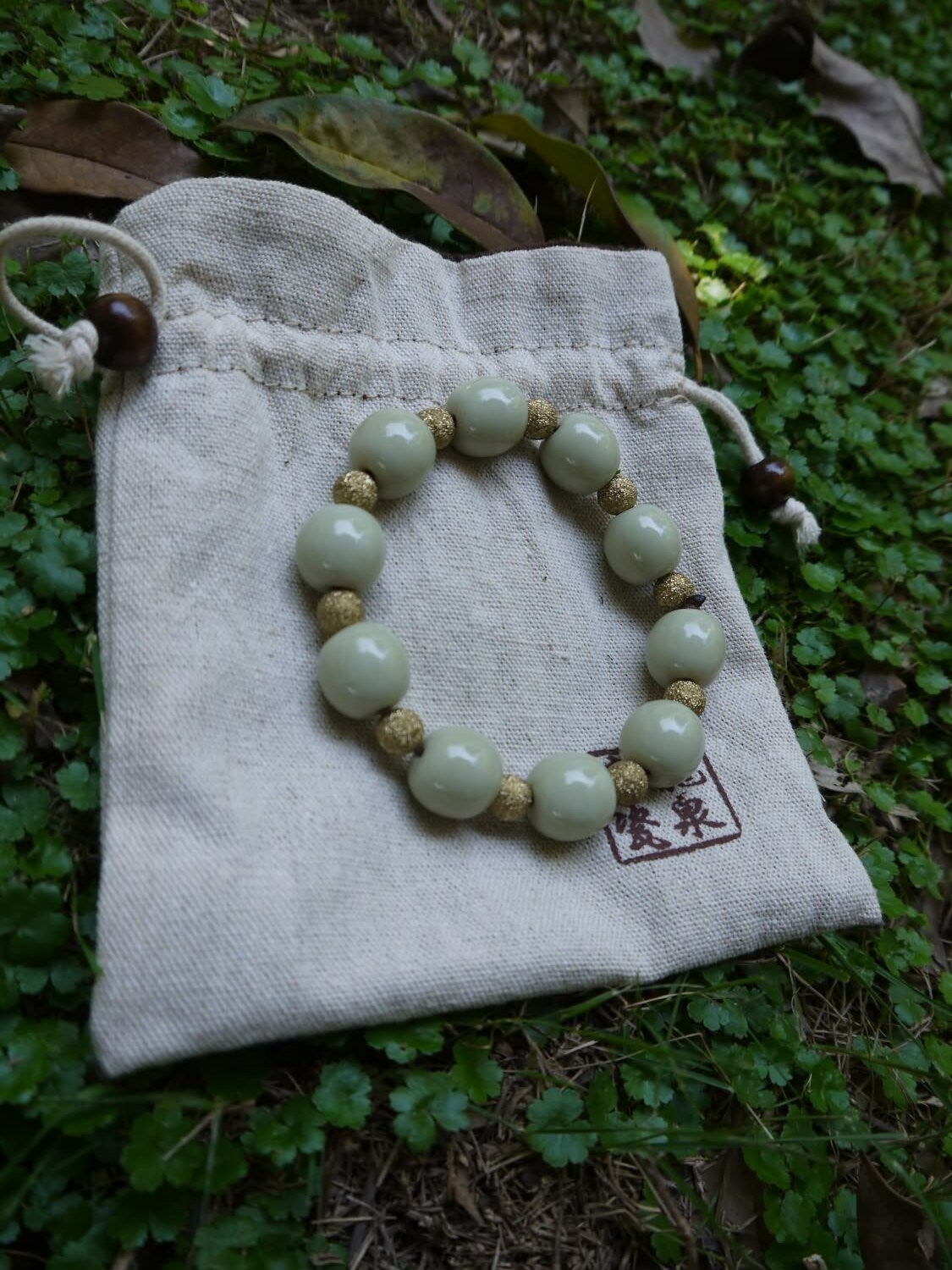 Longquan celadon Di Kiln/Celadon bracelet/Swarovski no.626