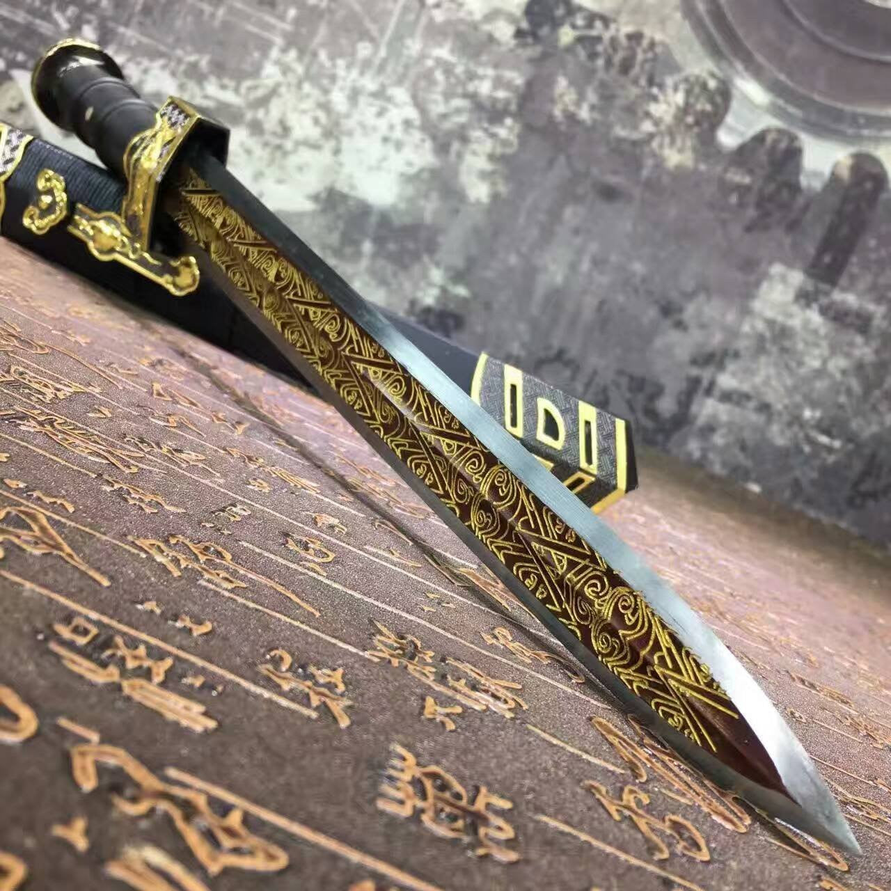 Dagger,duan jian,High carbon steel blade,Alloy fitting,Length 18"