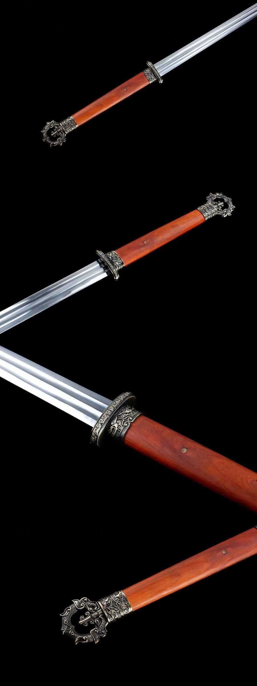 Tang jian,Battle Ready,Forged High Manganese Steel Blades,Redwood Scabbard