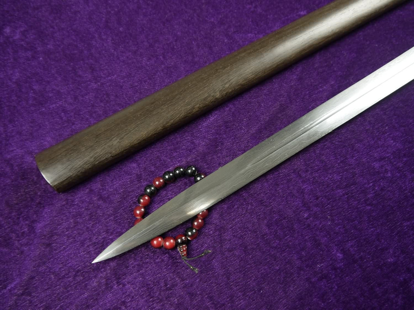 Chinese sword/Damascus steel Single groove blade/Full tang/Rosewood