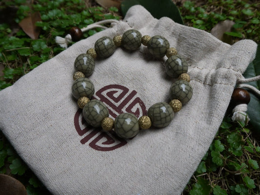 Longquan celadon Ge Kiln/Celadon bracelet/Chain/Swarovski/World intangible cultural heritage no.627