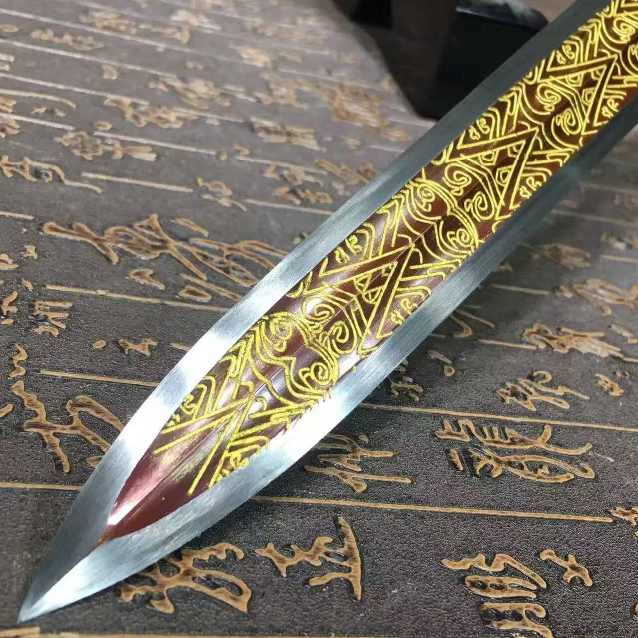 Dagger,duan jian,High carbon steel blade,Alloy fitting,Length 18"