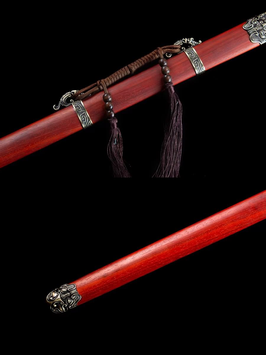 Tang jian,Battle Ready,Forged High Manganese Steel Blades,Redwood Scabbard