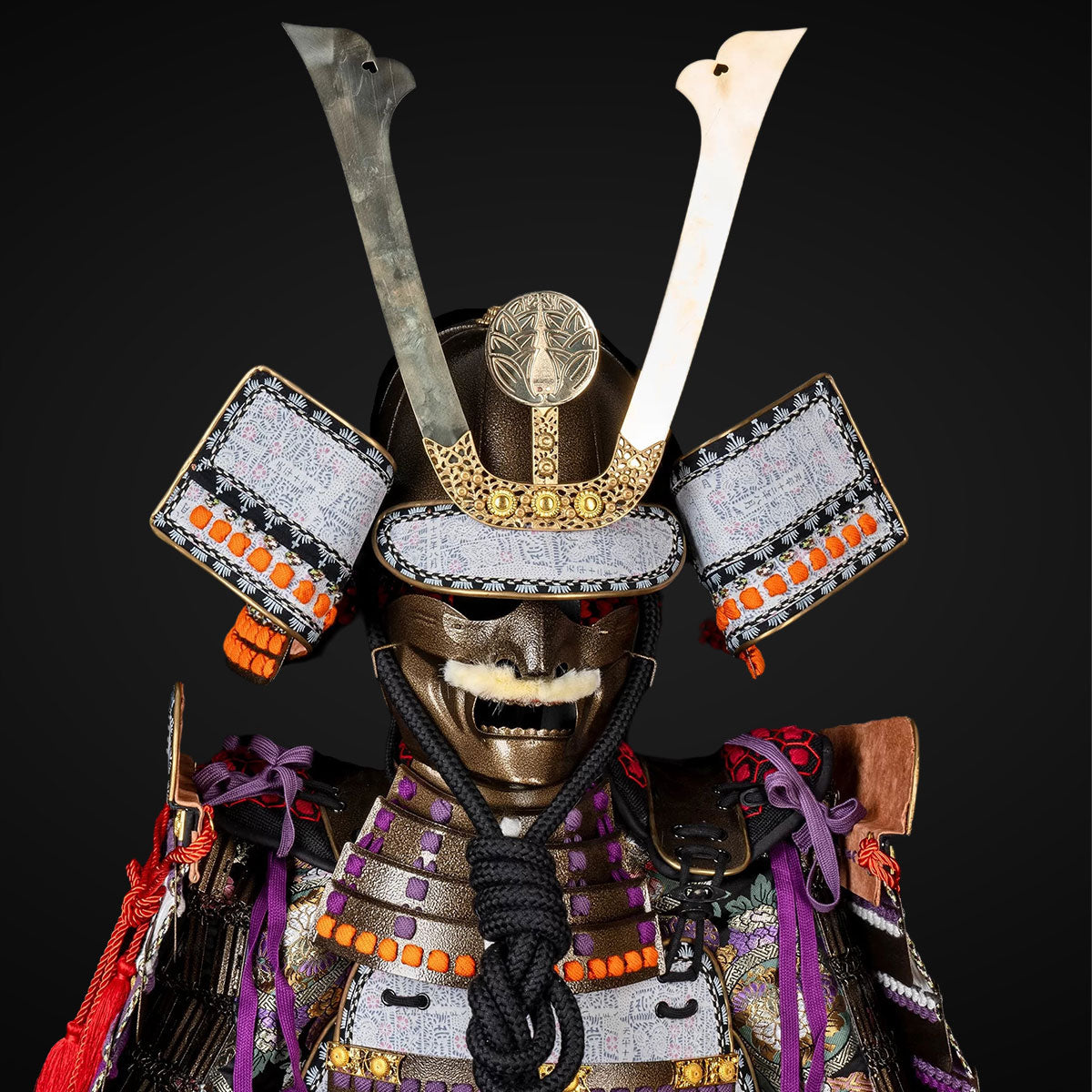 Handmade Life-Size Yoroi,Oda Clan Kachi Brown & Purple Samurai Armor