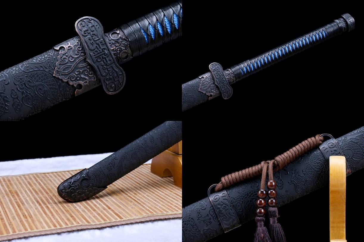 Black Gold dao Sword Real,Forged High Carbon Steel Blue Blade