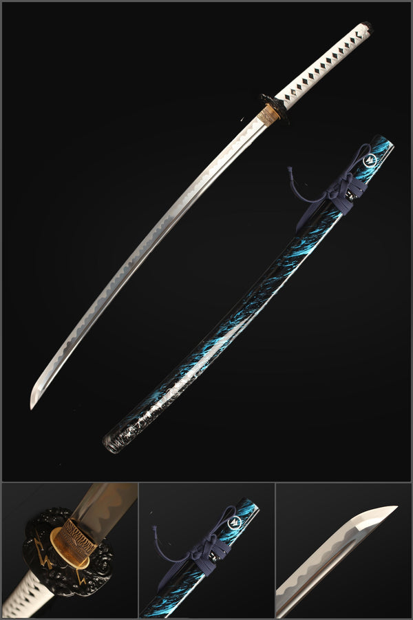 Handmade Game Ghost of Tsushima Katana Sword High Manganese Steel with Bo-Hi Blade Full Tang