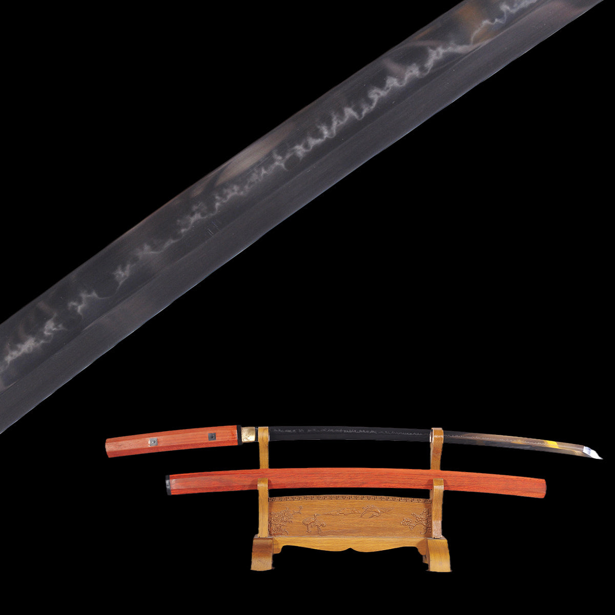 Hand Forged Japanese Shirasaya Katana Sword 1095 Carbon Steel Clay Tempered