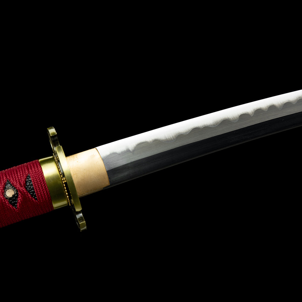 Handmade Anime Katana One Piece Roronoa Zoro Sandai Kitetsu Sword 1095 High Carbon Steel Red