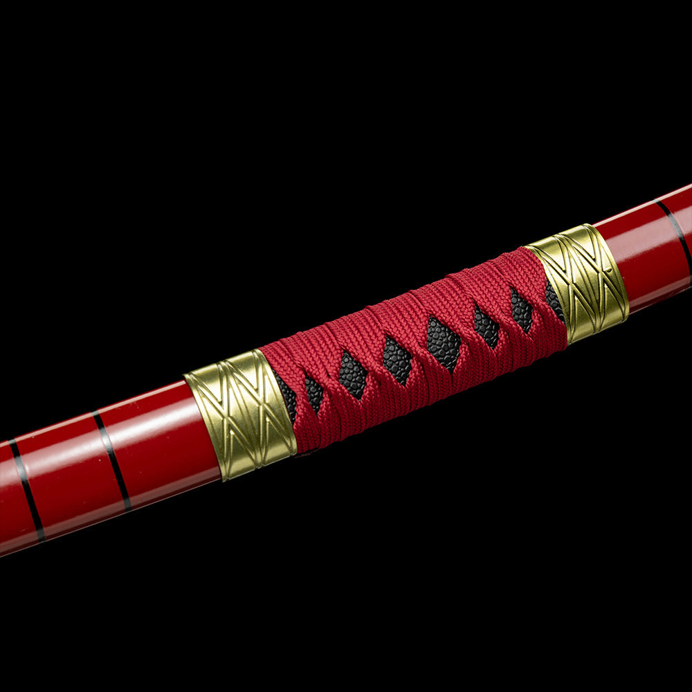 Handmade Anime Katana One Piece Roronoa Zoro Sandai Kitetsu Sword 1095 High Carbon Steel Red