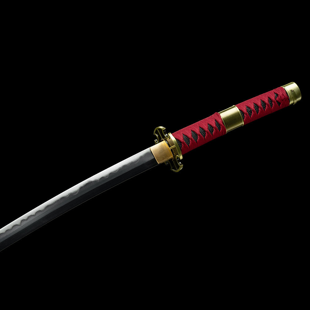 Handmade Anime Katana One Piece Roronoa Zoro Sandai Kitetsu Sword 1095 High Carbon Steel Red