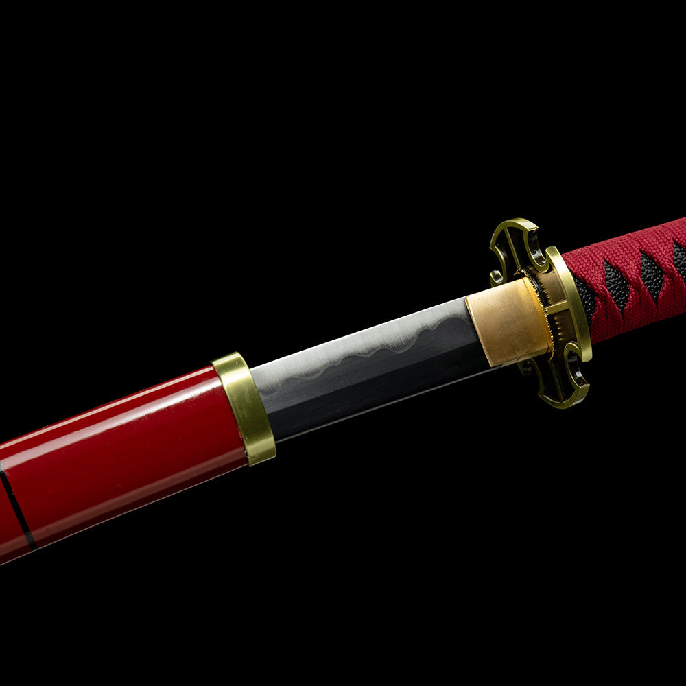 Handmade Anime Katana One Piece Roronoa Zoro Sandai Kitetsu Sword 1095 High Carbon Steel Red