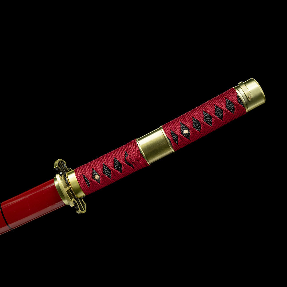 Handmade Anime Katana One Piece Roronoa Zoro Sandai Kitetsu Sword 1095 High Carbon Steel Red