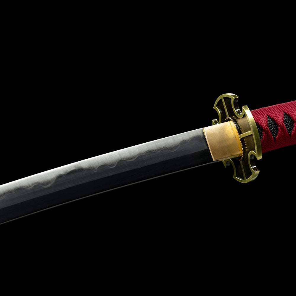 Handmade Anime Katana One Piece Roronoa Zoro Sandai Kitetsu Sword 1095 High Carbon Steel Red