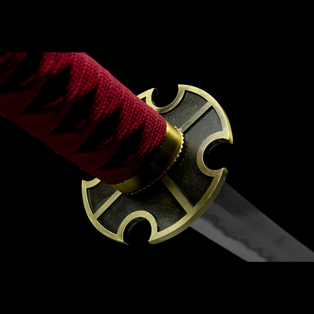 Handmade Anime Katana One Piece Roronoa Zoro Sandai Kitetsu Sword 1095 High Carbon Steel Red