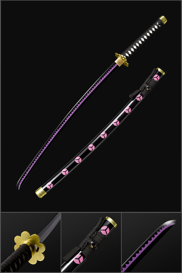 Handmade Anime Katana One Piece Roronoa Zoro Shusui Sword 1060 Carbon Steel Black Blade Full Tang Blade