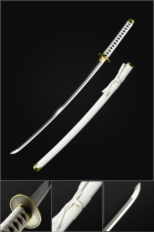 Handmade Anime Katana One Piece Roronoa Zoro's Wado Ichimonji Sword 1095 High Carbon Steel White