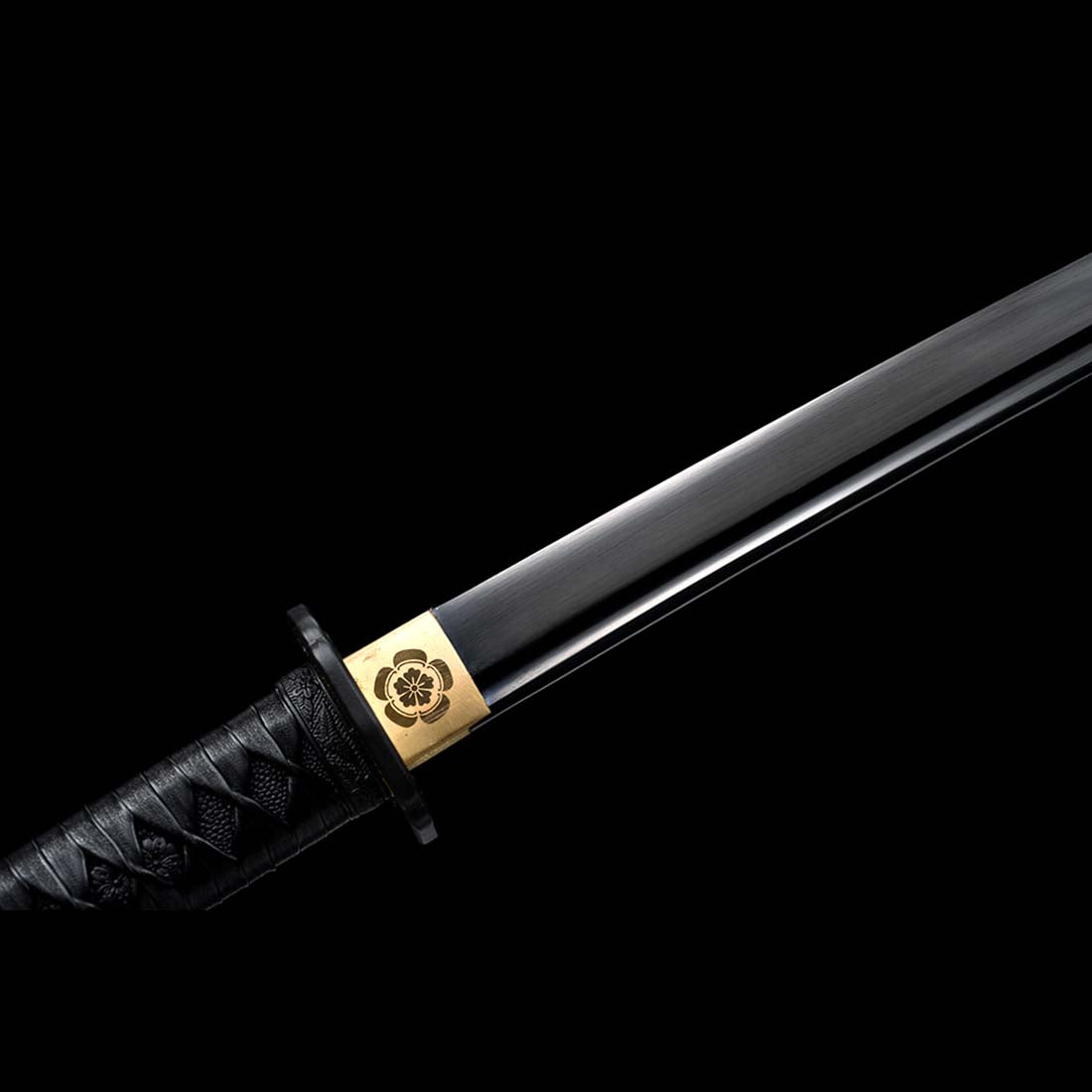 Handmade Japanese Samurai Katana, Japanese Gunto 1060 Carbon Steel Black Blade with Bo-hi Rosewood Saya