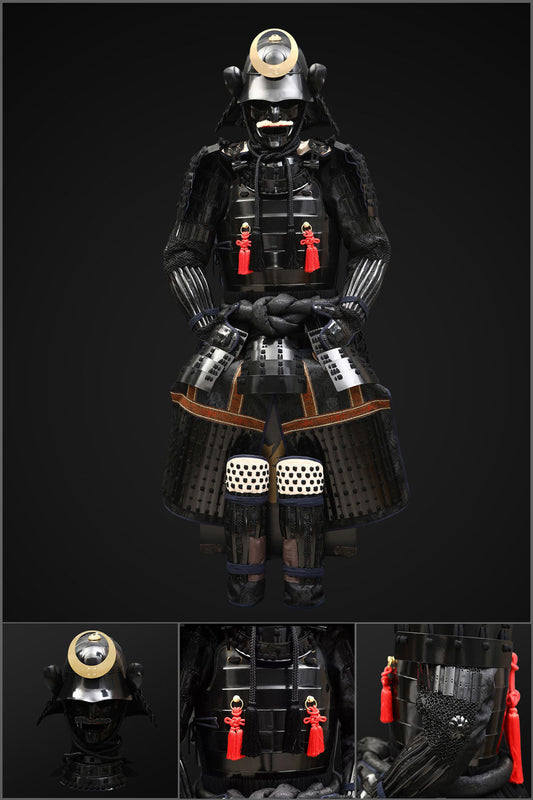 Handmade Life-Size Yoroi Oda Clan Samurai Armor with Black Kachi Helmet