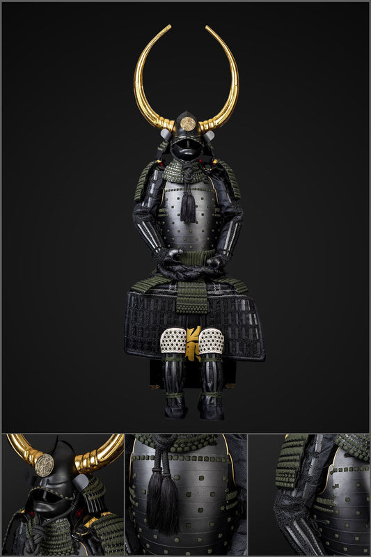 Handmade Life-Size Yoroi, Black Sanada Nobuyuki Samurai Armor Set